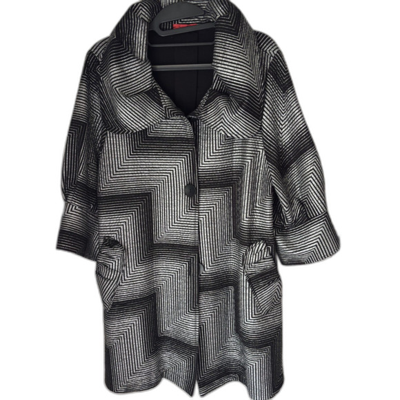 Saint Gil Paris Geometric Cocktail/Evening 3/4 Sleeve Jacket in Black and White - Picture 1 of 7